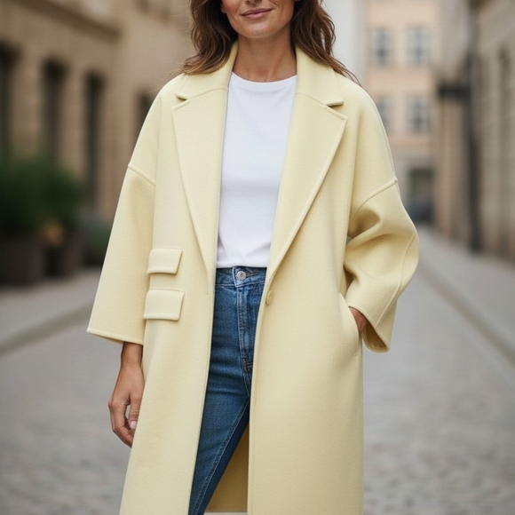 Zara Jackets & Blazers - Zara Elegant Light Lemon Yellow Women's Coat